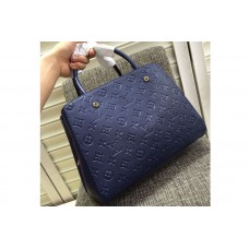 LOUIS VUITTON M41048 Montaigne MM Bag in Blue Monogram Empreinte Leather