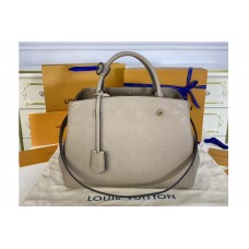 Louis Vuitton M44931 Montaigne MM handbag in Tourterelle Grey Monogram Empreinte leather