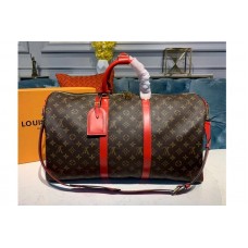 Louis Vuitton M44740 Keepall Bandouliere 50 Bags Monogram Canvas And Red cowhide leather