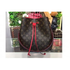 Louis Vuitton M44020 Neonoe Bucket Bags in Monogram Canvas With Red