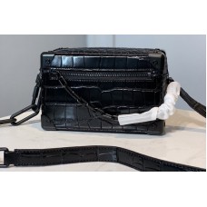 Louis Vuitton M44480 Mini Soft Trunk bag In Black Embossed Crocodile Leather