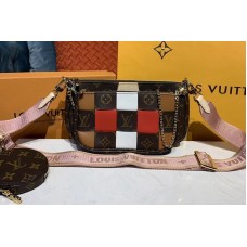Louis Vuitton M44840 Multi Pochette Accessoires cross-body bags Monogram canvas With Pink Strap Louis Vuitton M44840 Multi Pochette Accessoires cross-body bags Monogram canvas With Pink Strap