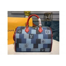 Louis Vuitton M45041 Speedy Bandoulière 30 bag in Blue/Red Monogram Denim canvas
