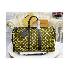 Louis Vuitton M45069 Keepall triangle Bandoulière 50 Travel Bag in Yellow Monogram Tuffetage Jaune Louis Vuitton M45069 Keepall triangle Bandoulière 50 Travel Bag in Yellow Monogram Tuffetage Jaune