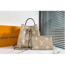 Louis Vuitton M45555 NéoNoé MM bucket bag in Tourterelle Gray/Cream Monogram Empreinte Leather