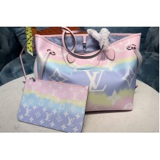 Louis Vuitton M45270 Escale Neverfull MM tote Bag Pastel Pink Monogram Canvas Louis Vuitton M45270 Escale Neverfull MM tote Bag Pastel Pink Monogram Canvas