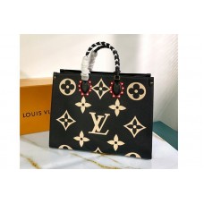 Louis Vuitton M45373 Crafty OnTheGo GM tote bag in Black Embossed grained cowhide leather Louis Vuitton M45373 Crafty OnTheGo GM tote bag in Black Embossed grained cowhide leather