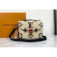 Louis Vuitton M45384 Crafty Pochette Métis handbag in Cream Embossed grained cowhide leather Louis Vuitton M45384 Crafty Pochette Métis handbag in Cream Embossed grained cowhide leather