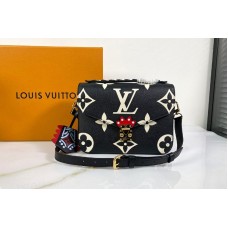 Louis Vuitton M45385 Crafty Pochette Métis handbag in Black Embossed grained cowhide leather Louis Vuitton M45385 Crafty Pochette Métis handbag in Black Embossed grained cowhide leather