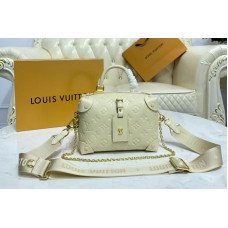 Louis Vuitton M45394 Petite Malle Souple handbag in Cream Embossed grained cowhide leather