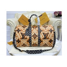Louis Vuitton M45757 Keepall Bandoulière 45 bag in Caramel and Cream Monogram Giant coated canvas Louis Vuitton M45757 Keepall Bandoulière 45 bag in Caramel and Cream Monogram Giant coated canvas