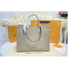 Louis Vuitton M45607 OnTheGo MM tote bag in Beige Monogram Empreinte Leather