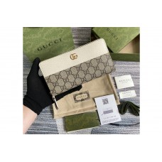Gucci GG Marmont zip around wallet in Beige and ebony GG Supreme canvas With White Leather Gucci GG Marmont zip around wallet in Beige and ebony GG Supreme canvas With White Leather