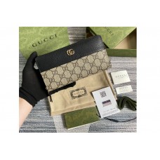 Gucci GG Marmont zip around wallet in Beige and ebony GG Supreme canvas With Black Leather Gucci GG Marmont zip around wallet in Beige and ebony GG Supreme canvas With Black Leather