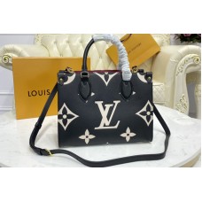 Louis Vuitton M45659 OnTheGo PM tote Bag in Black/Beige Monogram Empreinte leather