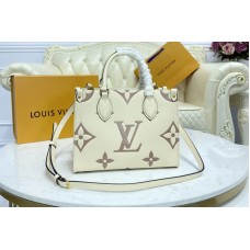 Louis Vuitton M45654 OnTheGo PM tote Bag in Cream/Bois de Rose Pink Monogram Empreinte leather