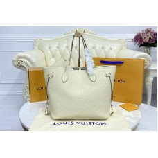 Louis Vuitton M45684 Neverfull MM tote Bag in Cream Monogram Empreinte Leather
