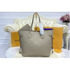 Louis Vuitton M45686 Neverfull MM tote Bag in Gray Monogram Empreinte Leather