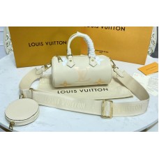 Louis Vuitton M45708 Papillon BB carryall bag in Cream/Saffron Embossed grained cowhide leather