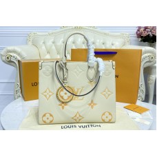 Louis Vuitton M45717 OnTheGo MM tote Bag in Cream/Saffron Monogram Empreinte Leather