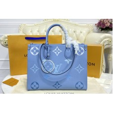 Louis Vuitton M45718 OnTheGo MM tote bag in Blue Monogram Empreinte Leather