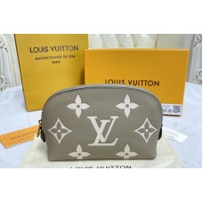 Louis Vuitton M45951 Pochette Cosmetique PM in Dove Gray/Cream Monogram Empreinte leather