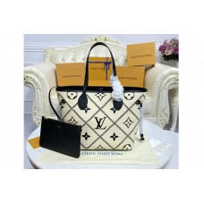 Louis Vuitton M46039 Neverfull tote Bag in Black/Beige Monogram Empreinte leather