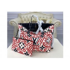 Louis Vuitton M56583 Crafty Neverfull MM tote bag in Cream and Red Monogram Giant coated canvas
