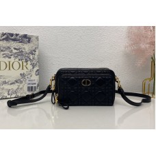Christian Dior Sior Caro double pouch in Black Supple Cannage Calfskin Christian Dior Sior Caro double pouch in Black Supple Cannage Calfskin