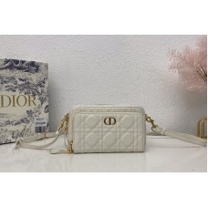 Christian Dior Sior Caro double pouch in White Supple Cannage Calfskin Christian Dior Sior Caro double pouch in White Supple Cannage Calfskin