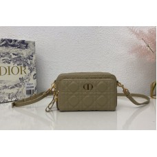 Christian Dior Sior Caro double pouch in Khaki Supple Cannage Calfskin Christian Dior Sior Caro double pouch in Khaki Supple Cannage Calfskin