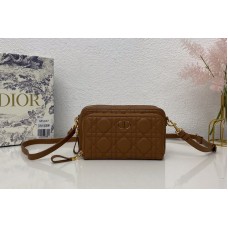 Christian Dior Sior Caro double pouch in Brown Supple Cannage Calfskin Christian Dior Sior Caro double pouch in Brown Supple Cannage Calfskin