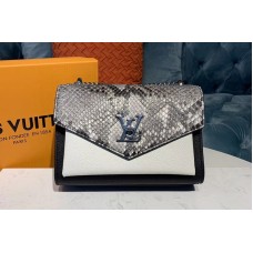 Louis Vuitton N97005 Mylockme BB handbag black and cream Grained calf leather and python skin Louis Vuitton N97005 Mylockme BB handbag black and cream Grained calf leather and python skin