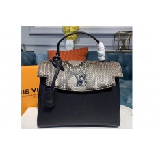 Louis Vuitton N97009 Lockme Ever MM handbag black Grained calf leather and python skin Louis Vuitton N97009 Lockme Ever MM handbag black Grained calf leather and python skin