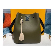 Louis Vuitton M55439 Lockme Bucket handbags Green/Beige/Black Grained calf leather Louis Vuitton M55439 Lockme Bucket handbags Green/Beige/Black Grained calf leather