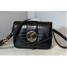 Louis Vuitton N98478 Pont 9 shoulder bag in Black Alligator leather Louis Vuitton N98478 Pont 9 shoulder bag in Black Alligator leather