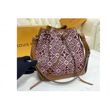 Louis Vuitton M57154 Since 1854 Petit Noé bucket bag in Bordeaux Jacquard Since 1854 textile