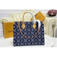 Louis Vuitton M57396 OnTheGo GM tote bag in Blue Jacquard Since 1854 textile Louis Vuitton M57396 OnTheGo GM tote bag in Blue Jacquard Since 1854 textile