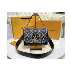 Louis Vuitton M57442 Twist MM handbag in Gray Embroidered calfskin Louis Vuitton M57442 Twist MM handbag in Gray Embroidered calfskin