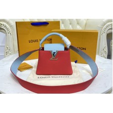 Louis Vuitton M57520 Capucines Mini handbag in Coral/Greige Beige/Olympe Blue Taurillon leather Louis Vuitton M57520 Capucines Mini handbag in Coral/Greige Beige/Olympe Blue Taurillon leather