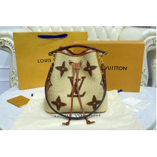 Louis Vuitton M57704 NéoNoé MM bucket bag in Tan Sustainable raffia-like woven textile and cowhide leather Louis Vuitton M57704 NéoNoé MM bucket bag in Tan Sustainable raffia-like woven textile and cowhide leather