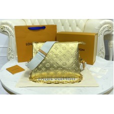 Louis Vuitton M57913 Coussin PM handbag in Gold Monogram-embossed puffy lambskin