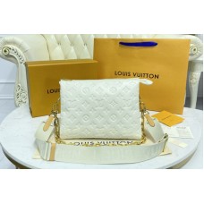 Louis Vuitton M57793 Coussin PM handbag in Cream Monogram-embossed puffy lambskin