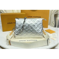 Louis Vuitton M57913 Coussin PM handbag in Silver Monogram-embossed puffy lambskin