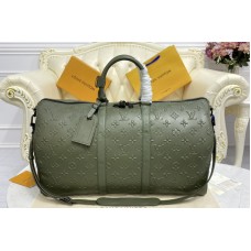 Louis Vuitton M57963 Keepall Bandoulière 50 Travel Bag in Khaki Monogram Seal cowhide leather