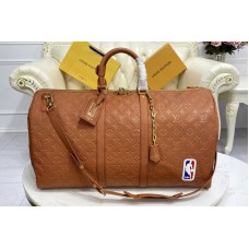 Louis Vuitton M57973 x Keepall Bandoulière 55 travel bag in Brown Ball Grain leather Louis Vuitton M57973 x Keepall Bandoulière 55 travel bag in Brown Ball Grain leather