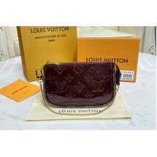 Louis Vuitton M90597 Mini Pochette Accessoires in Amarante Red Monogram Vernis Leather Louis Vuitton M90597 Mini Pochette Accessoires in Amarante Red Monogram Vernis Leather