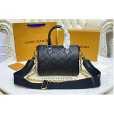 Louis Vuitton M58631 Speedy Bandoulière 22 handbag in Black Embossed lambskin leather Louis Vuitton M58631 Speedy Bandoulière 22 handbag in Black Embossed lambskin leather