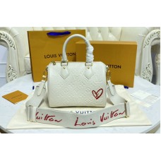 Louis Vuitton M58631 Speedy Bandoulière 22 handbag in White Embossed lambskin leather Louis Vuitton M58631 Speedy Bandoulière 22 handbag in White Embossed lambskin leather