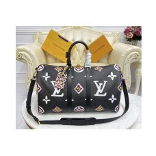 Louis Vuitton M58656 Keepall Bandoulière 45 bag in Black Monogram coated canvas Louis Vuitton M58656 Keepall Bandoulière 45 bag in Black Monogram coated canvas